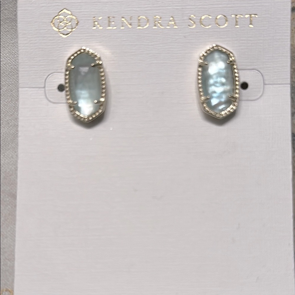Kendra Scott Ellie Stud Aqua and Gold Earrings